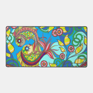 Farbiger Fisch- und Blumendesign Schreibtischunterlage