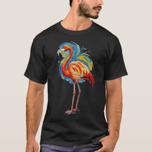 Farbiger Flamingo-Abstrakt-Pinselstrich-Vogel-Kuns T-Shirt