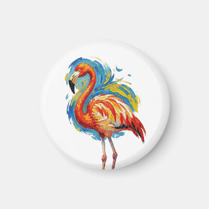 Farbiger Flamingo-Abstrakter-Bürstenstrich-Vogel-K Magnet