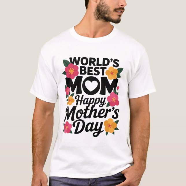 Farbiger floraler Eckrahmen auf schwarzem Hintergr T-Shirt (Vorderseite)