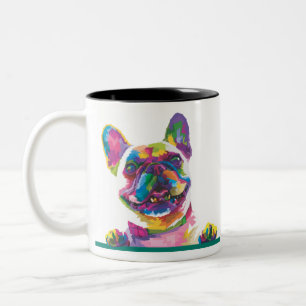 Farbiger französischer Bulldog Zweifarbige Tasse
