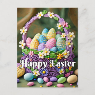 Farbiger Fröhlicher Ostern Korb Postkarte