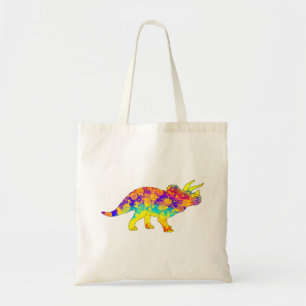 Farbiger Funky Triceratops Süße Dinosaurier-Kunst Tragetasche