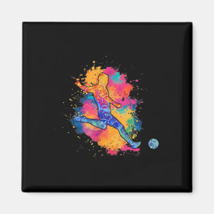 Farbiger Fußballspieler-Mal-Spritz-Kunst-Grafik Gi Magnet