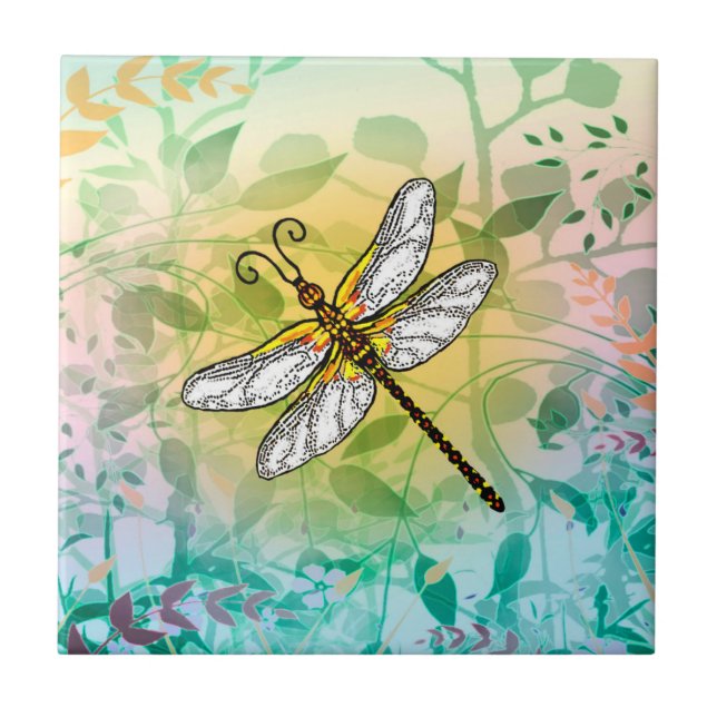Farbiger Garden-Dragonfly Fliese (Vorderseite)