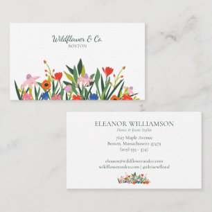 Farbiger Garten Blumen Wildblumen Florist Design  Visitenkarte