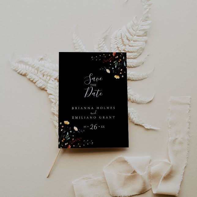 Farbiger Garten Wildblume Save-the-Date Postkarte (Von Creator hochgeladen)