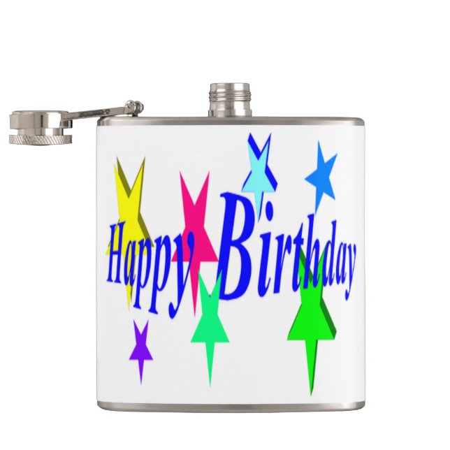 Farbiger Geburtstag Flachmann (Geöffnet)