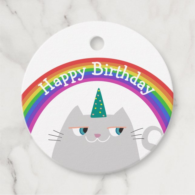 Farbiger Geburtstag Geschenkanhänger (Vorderseite)