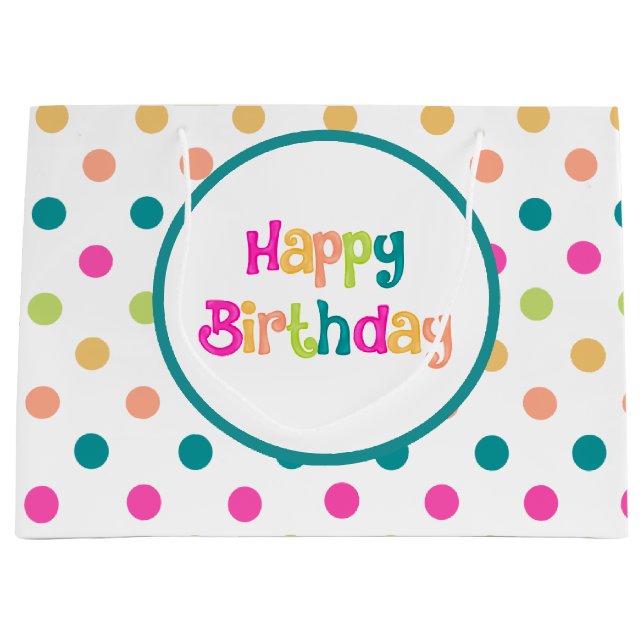 Farbiger Geburtstag große Geschenktasche Geschenktüte (Vorderseite)