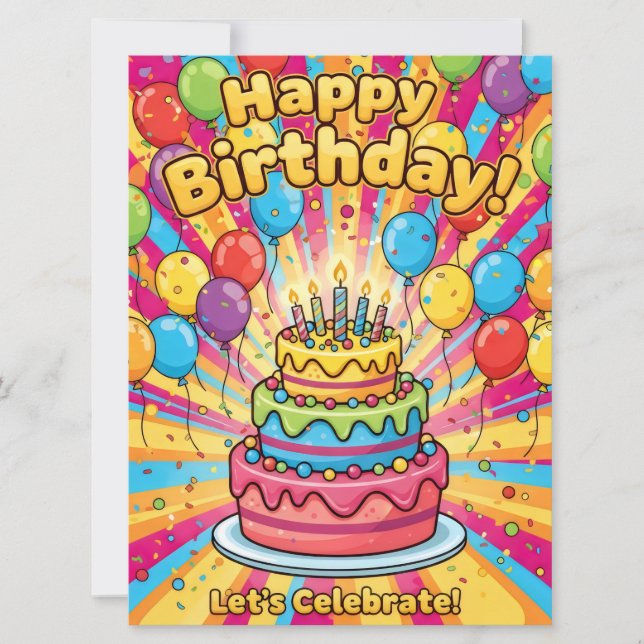 Farbiger Geburtstag. Karte (Vorderseite)