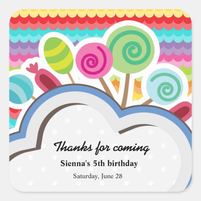 Farbiger Geburtstag Quadratischer Aufkleber (Vorderseite)