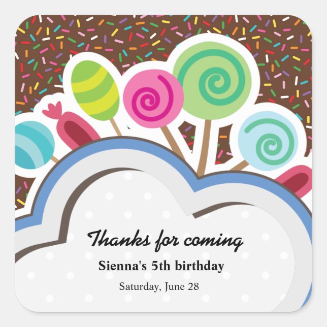 Farbiger Geburtstag Quadratischer Aufkleber (Vorderseite)