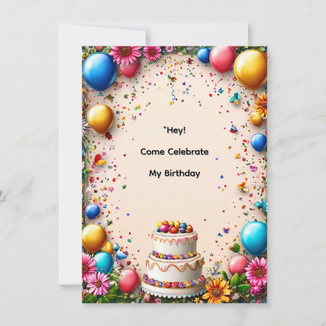 Farbiger Geburtstagsfeier-Rahmen Einladung (Vorderseite)