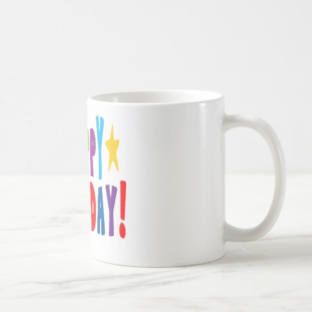 Farbiger Geburtstagstext Tasse (Rechts)