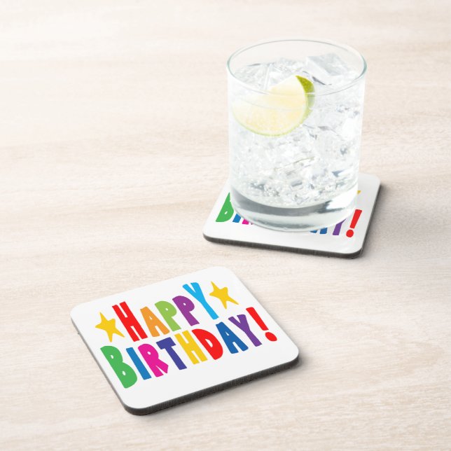 Farbiger Geburtstagstext Untersetzer (Rechte Seite)