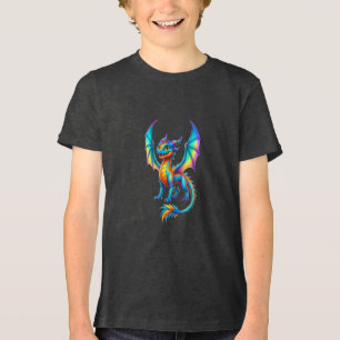 Farbiger geflügelter Drache Süße Kawaii Fantasy- Tri-Blend Shirt