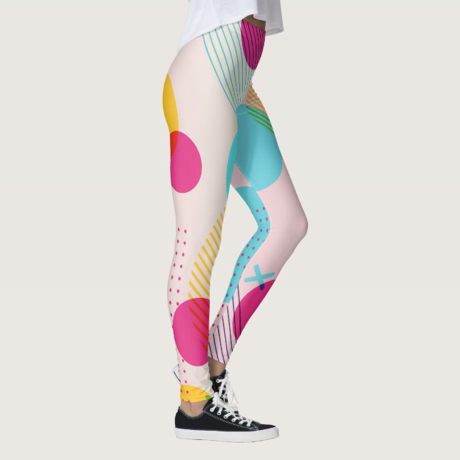Farbiger geometrischer abstrakter Hintergrund Leggings (Rechts)