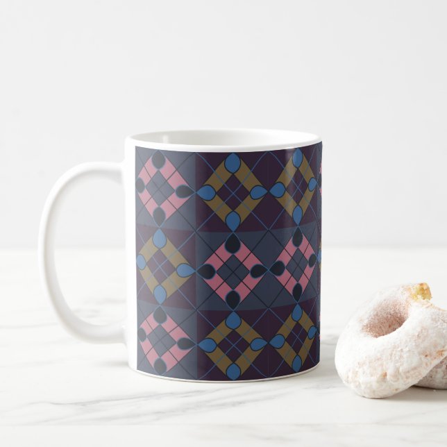 Farbiger geometrischer Diamant Kaffeetasse (Mit Donut)