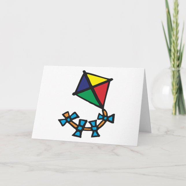 Farbiger geometrischer Drachen mit Bogen-Schwanz Karte (Vorderseite)