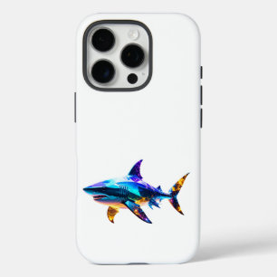 "Farbiger geometrischer Hai – Lebendige Polygon-Ku iPhone 16 Pro Hülle