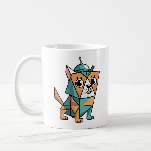 Farbiger geometrischer Hund Kaffeetasse (Links)