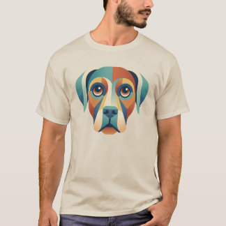 Farbiger geometrischer Hundegesicht Männer T-Shirt