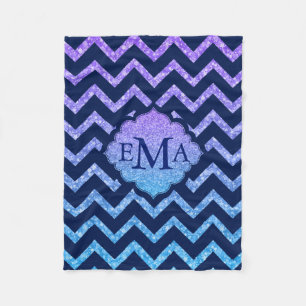 Farbiger Glitzer Blau Zickzack Zigzag Muster Fleecedecke