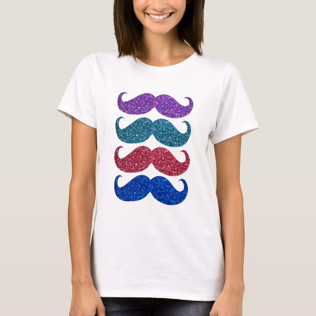 Farbiger Glitzer Mustache #5 T-Shirt (Vorderseite)