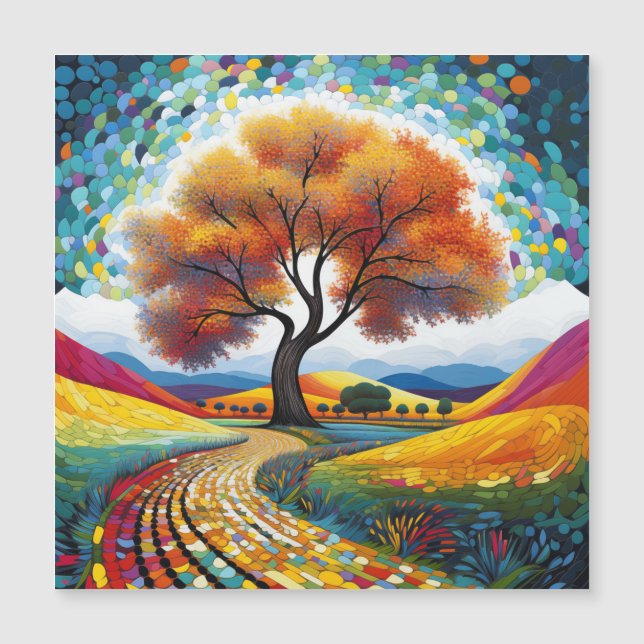 Farbiger glücklicher Baum Magnetkarte (Vorderseite)