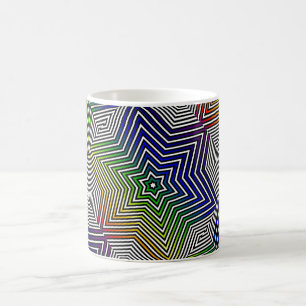Farbiger grafischer Regenbogenstern-Kaffeetee Tasse