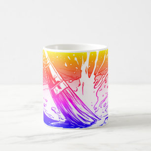 Farbiger grafischer Stil Pinsel-Farbfleck Kaffeetasse