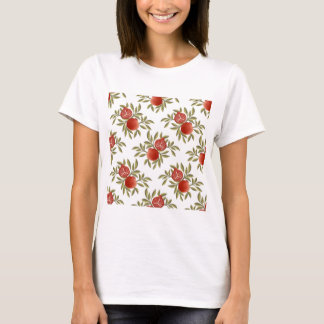 Farbiger Granatapfelmuster-T-Shirt – Rote Frucht T-Shirt