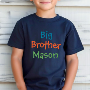 Farbiger großer Bruder Monogramm Name Navy T-Shirt