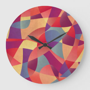 Farbiger Grunge: Hintergrund geometrischer Dreieck Große Wanduhr