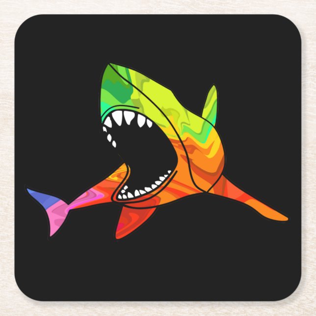 Farbiger Hai Rechteckiger Pappuntersetzer (Vorderseite)