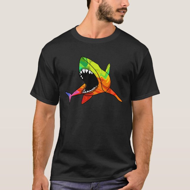 Farbiger Hai T-Shirt (Vorderseite)