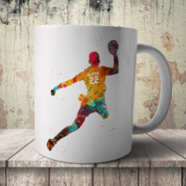 Farbiger Handballspieler Kaffeetasse