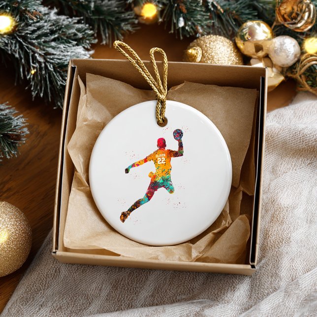 Farbiger Handballspieler Keramik Ornament (Von Creator hochgeladen)
