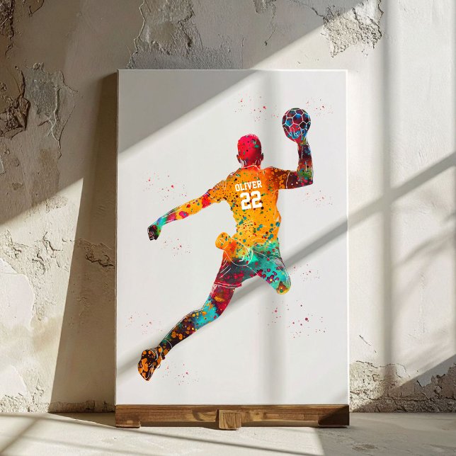 Farbiger Handballspieler Leinwanddruck (Von Creator hochgeladen)