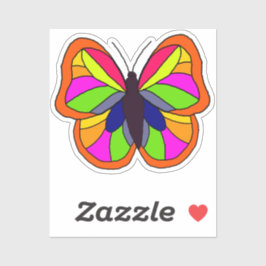 Farbiger handgezeichneter Schmetterling Orange und Aufkleber