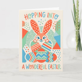 Farbiger Hase und Eier Wunderbares Ostern  Feiertagskarte