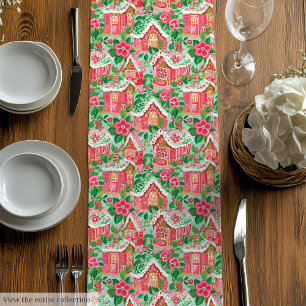 Farbiger heißer rosa Magenta-Preppy-Weihnachtsläuf Mittelgroßer Tischläufer