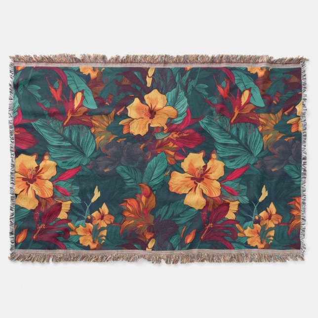 Farbiger Hibiskus, gelb-orange-grüne Blüte Decke (Vorderseite)