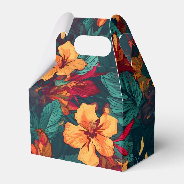 Farbiger Hibiskus, gelb-orange-grüne Blüte Geschenkschachtel (Vorderseite)