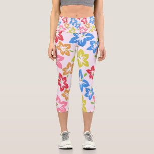 Farbiger Hibiskus, Muster von Blume Capri Leggings