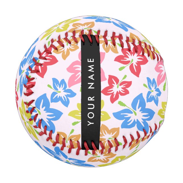 Farbiger Hibiskus, Muster von Blume, Ihr Name Baseball (Vorderseite Links)