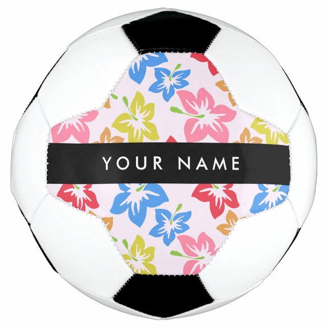 Farbiger Hibiskus, Muster von Blume, Ihr Name Fußball (Vorderseite)