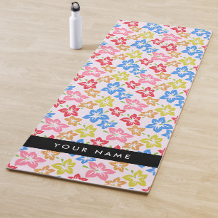 Farbiger Hibiskus, Muster von Blume, Ihr Name Yogamatte