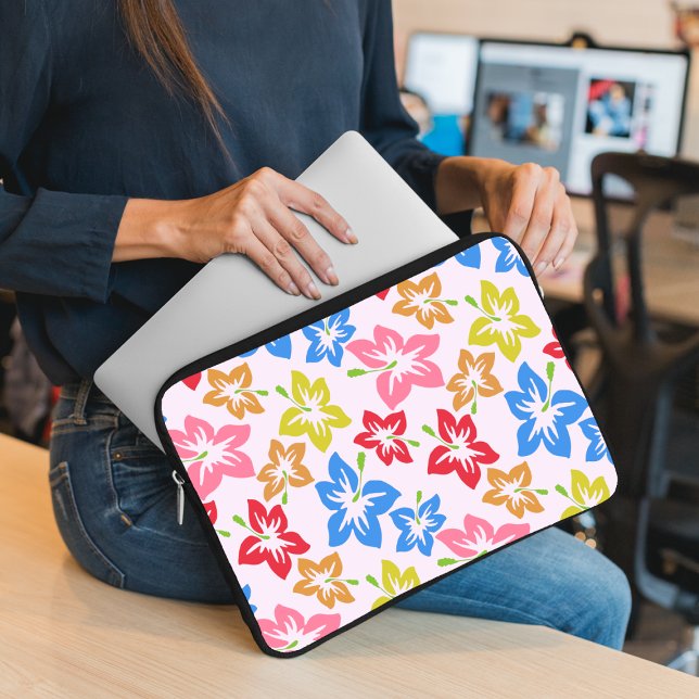 Farbiger Hibiskus, Muster von Blume Laptopschutzhülle (Von Creator hochgeladen)